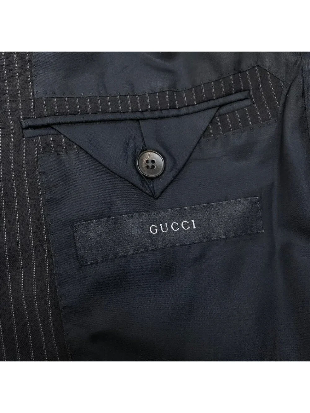 Gucci Tom Ford Era Peak Lapel Suit Set Tailored Jacket Trousers Stripe Gray